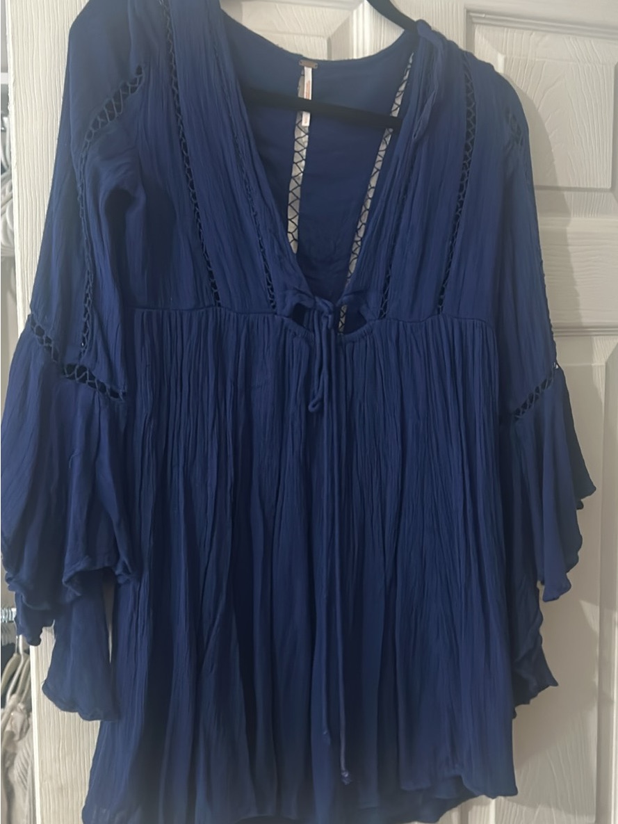 H&M Deep Blue Boho V-Neck Peasant Tunic